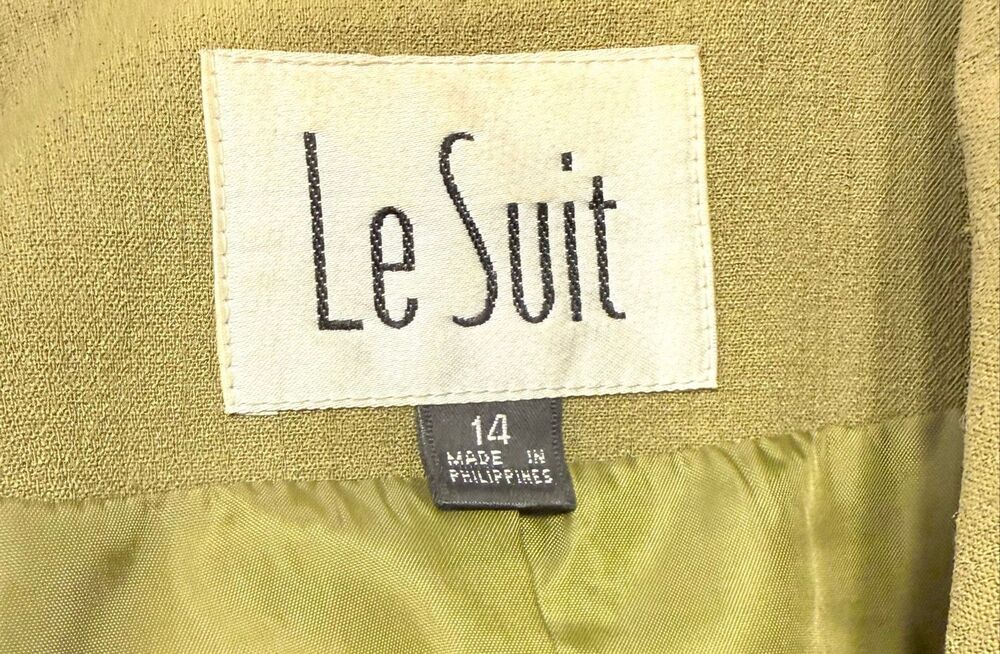 Le Suit Celery Green 3-Button Lined Blazer Set In Waist Sz. 14 Career Profession - Picture 11 of 13